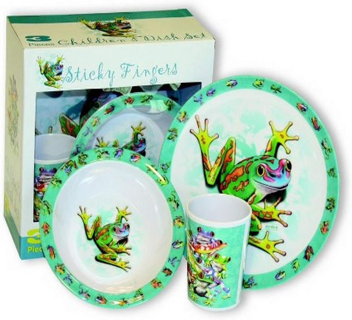 Sticky Fingers' Frogs 3-Piece Children's Dish Set