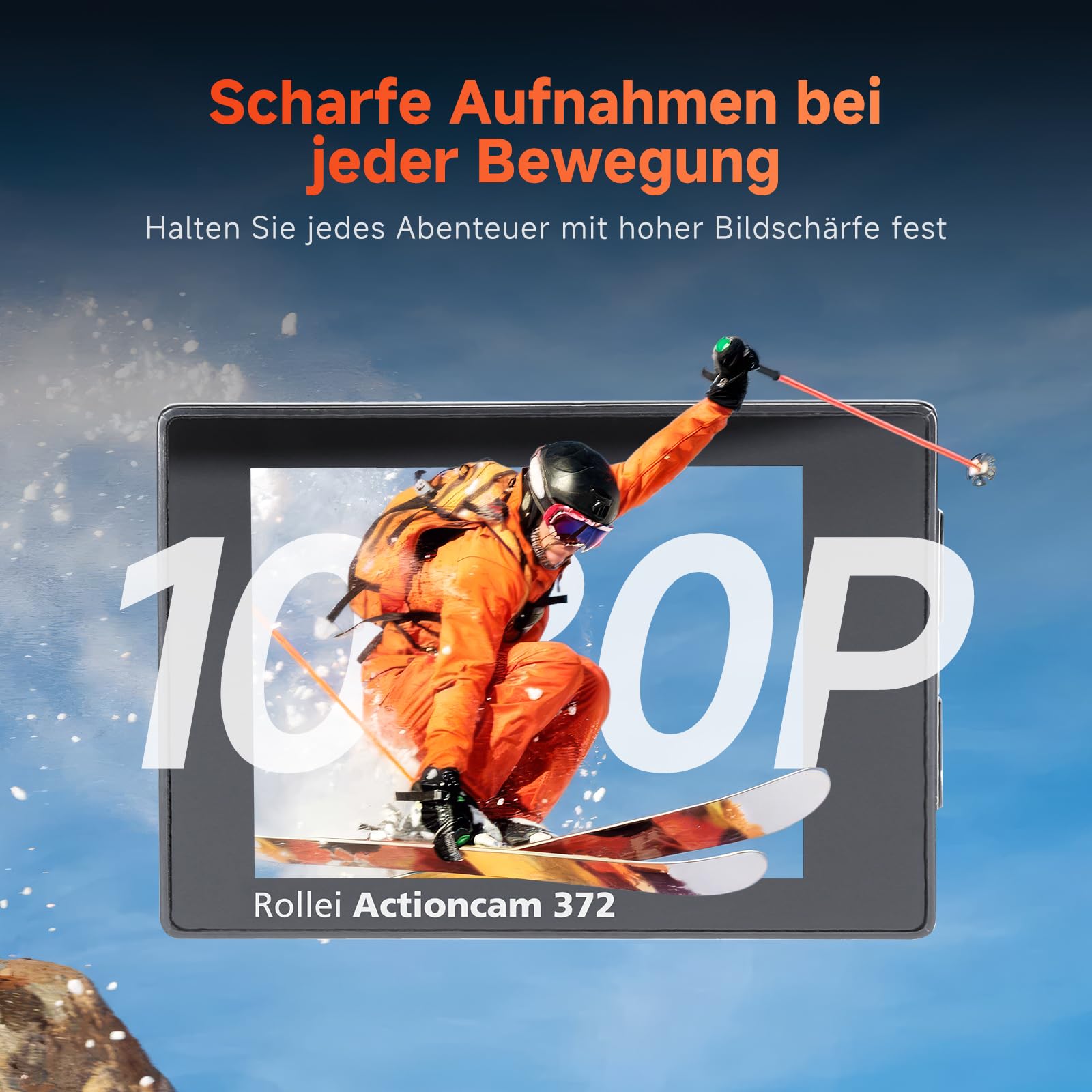 Rollei Actioncam 372 - Action-Camcorder mit Full HD Video Auflösung 1080/30 fps, bis 30 m wasserfest - Schwarz