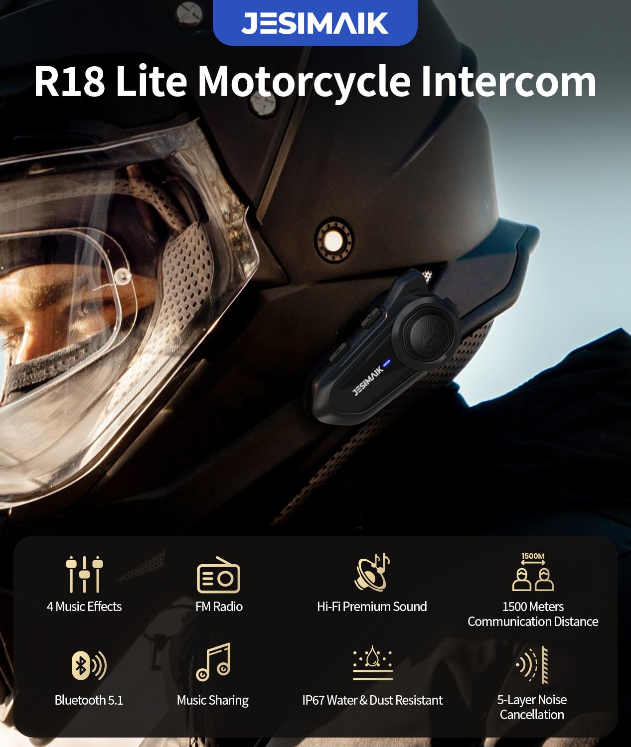 Amazon.com: JESIMAIK Motorcycle Bluetooth Headset,2 Way Helmet