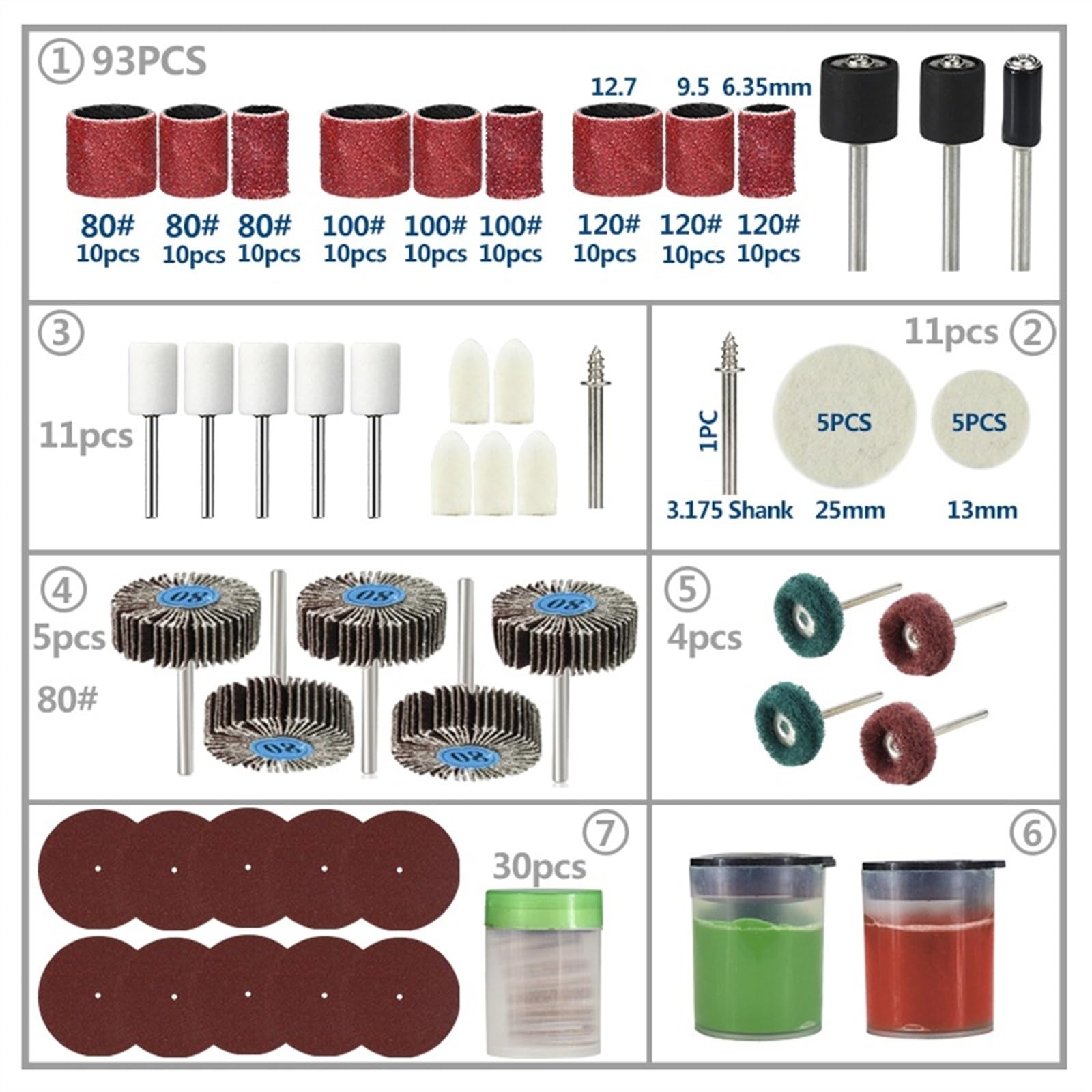 Accesorios para herramientas rotativas de pulido y grabado de metal y madera