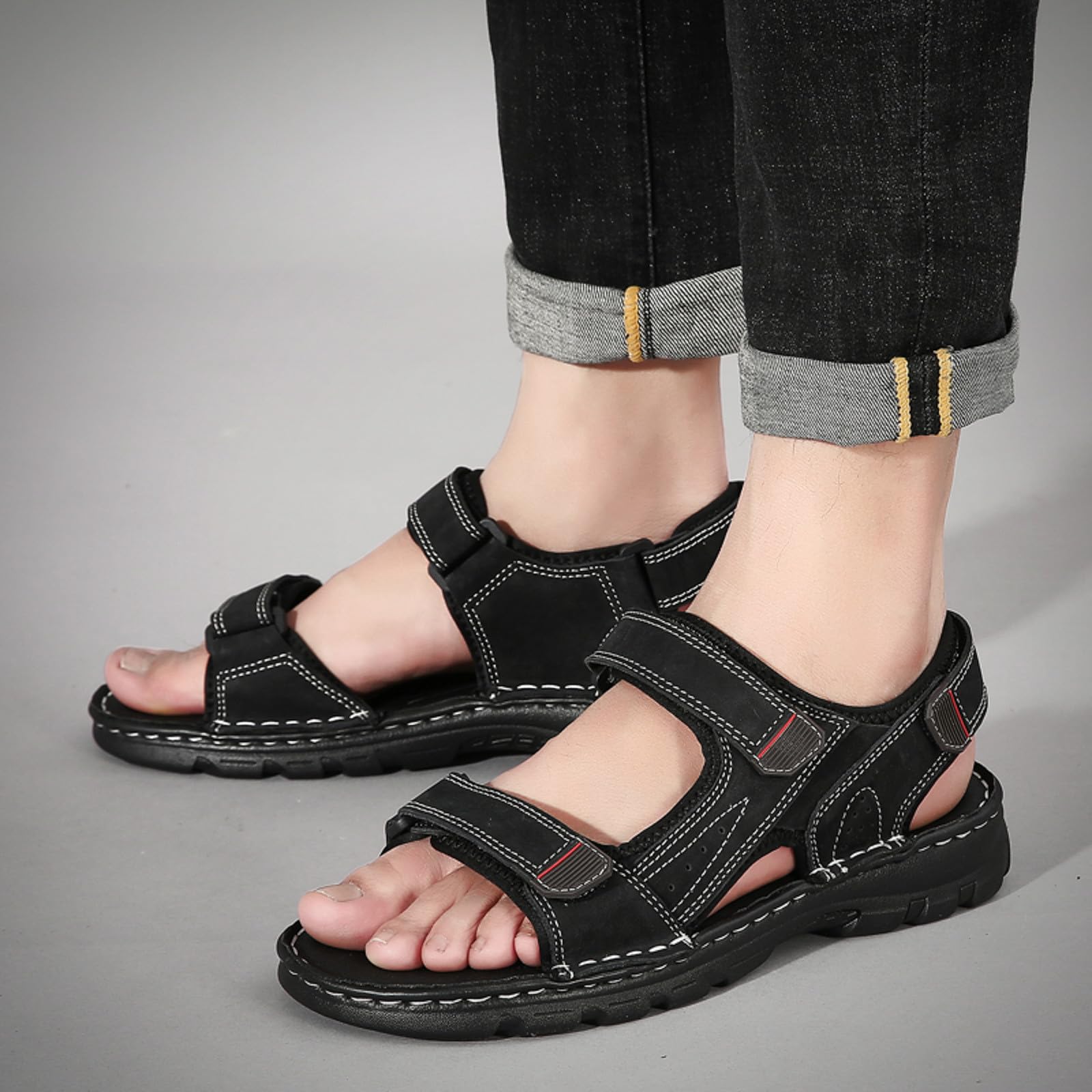 Sandale Homme Ete Cuir, Sandales Homme été Plage, Sandales Marche Estivales Avec Soutien La VoûTe Plantaire Chaussures Décontractées Et éLégantes à Bride Cheville Sandals Sandal Sandals Men Sandale