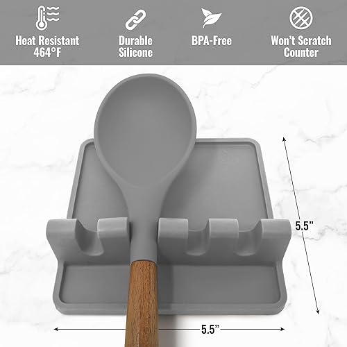 Miniatura 128 de Zulay - Soporte extragrande de silicona con bandeja antigoteo para múltiples utensilios de cocina, reposacucharas resistente al calor y sin BPA