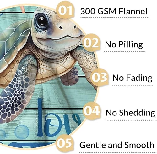 Miniatura 4 de Manta de tortuga marina personalizada con nombre, suave, mullida y cálida, manta de 50 x 60 pulgadas, para cama, sofá, azul, lindo, regalo para