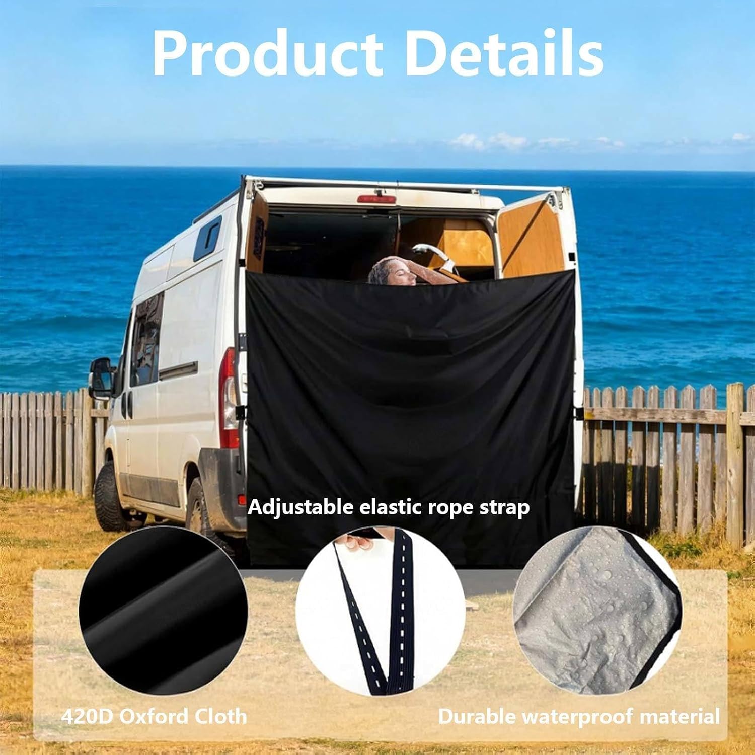 Car Camping Three-Piece Set, Includes Shower Awning, Changing Curtain, Rv Shower Pan, Easy Setup for Camping, RV Travelling