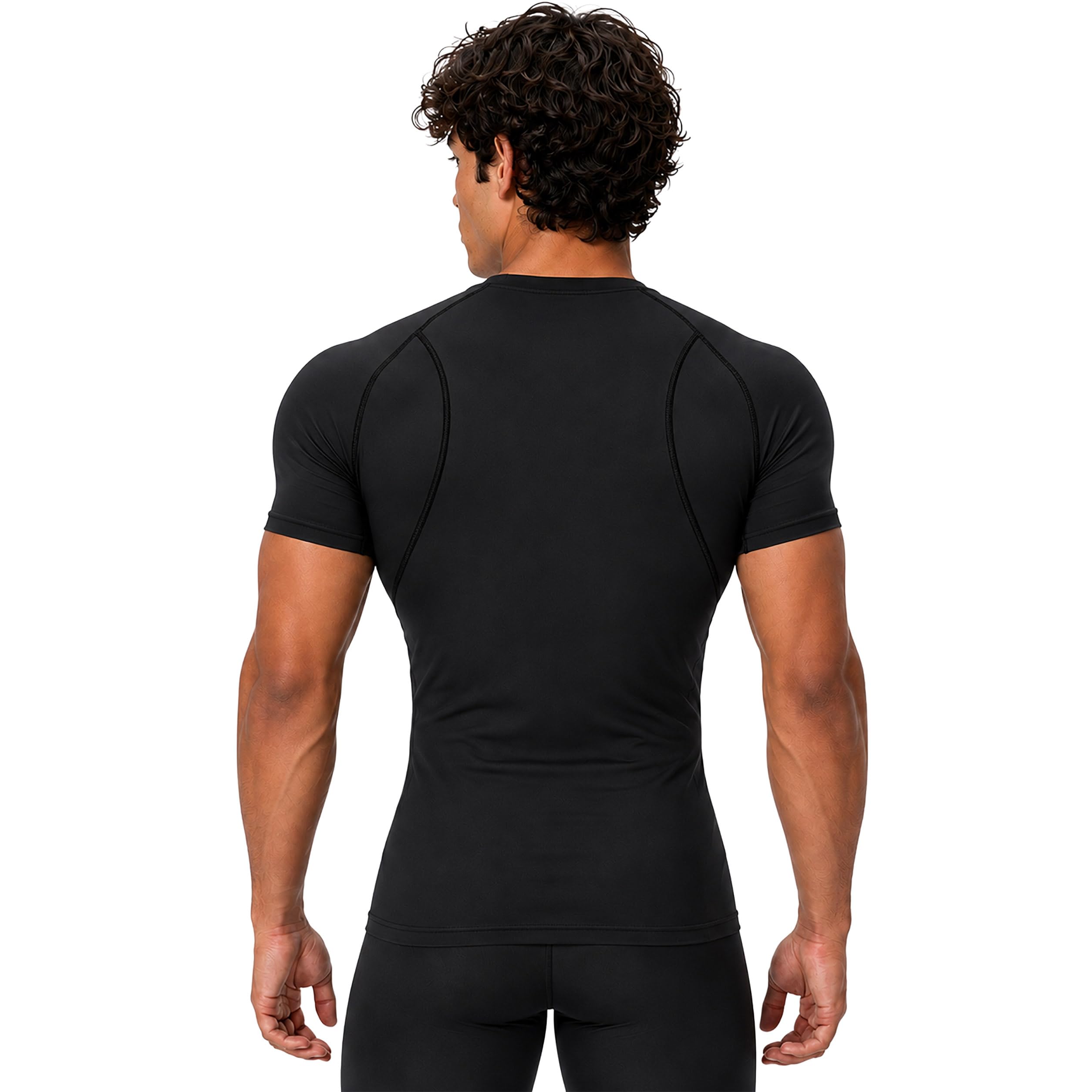 DEVOPS Paquete de 3 camisetas de compresión de manga corta para hombre, camisetas deportivas de capa base, camiseta de entrenamiento atlético