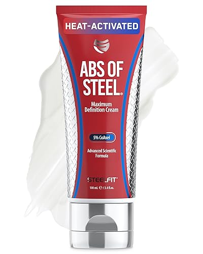 Crema SteelFit Abdominales de acero, crema de definición máxima con 5% de Coaxel, 8 onzas líquidas