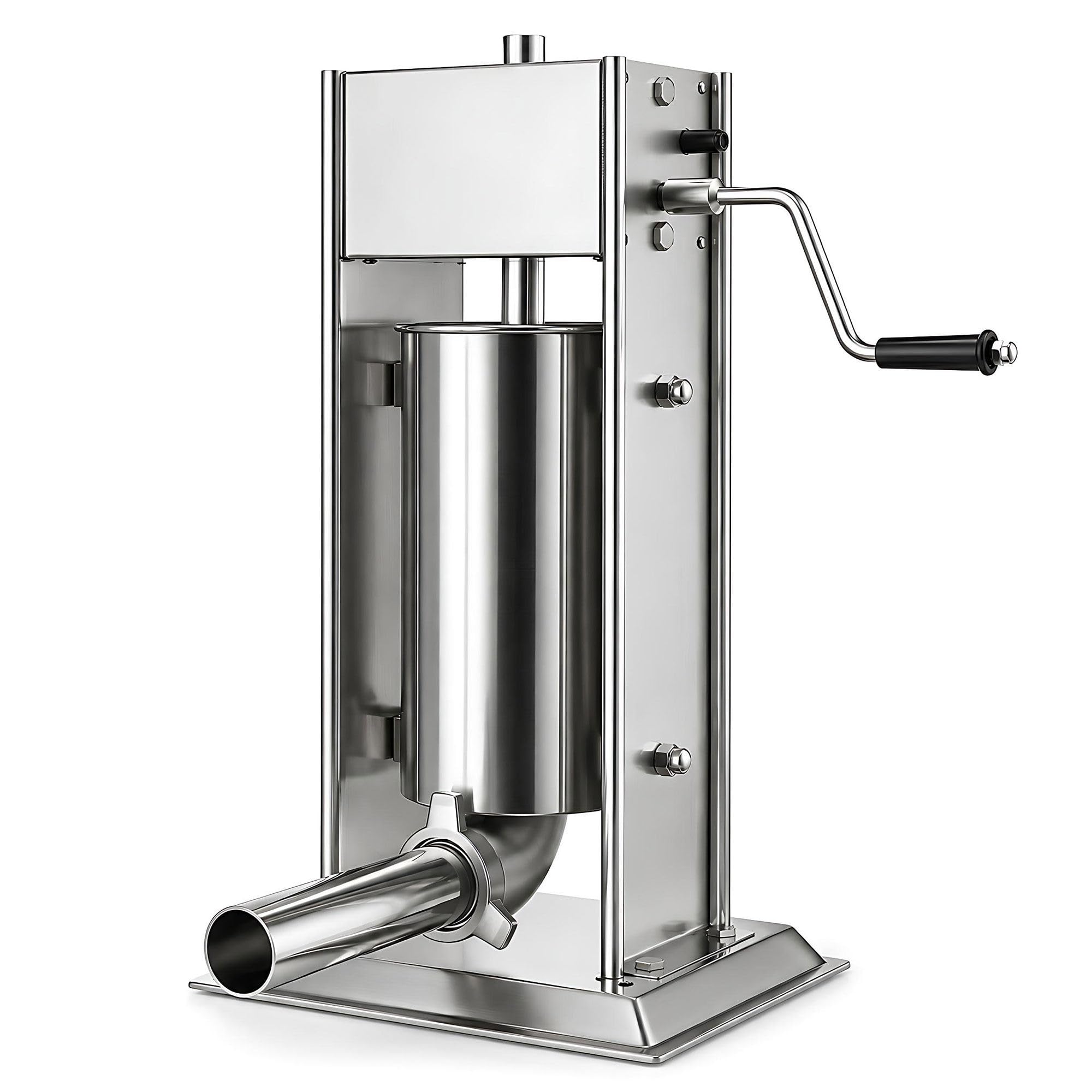 Wurstpresse 3/5/7L Edelstahl Vertikal, 5 Rohre, 2-Gang, Handkurbel 7LB~3L | 5 Füllrohre in verschiedenen Durchmessern, passend für Naturdarm, Kunstdarm und Collagendarm aller Art.