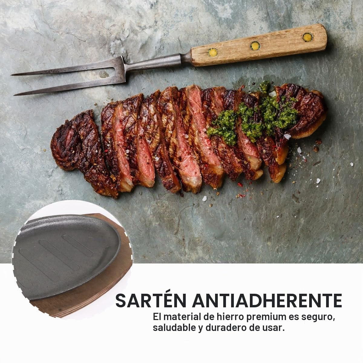 Luxshiny Sartén Plancha Teppanyaki Antiadherente Para Carne 10.6X6.5 Pulgadas Sartén Para Parrilla De Hierro Ligera Y Portátil Ideal Para Barbacoa En Casa