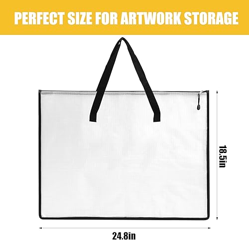 Miniatura 2 de EOOUT 4 bolsas de 19 x 25 pulgadas, carpeta de portafolio para obras de arte, bolsa de almacenamiento de carteles con cremallera y asa,