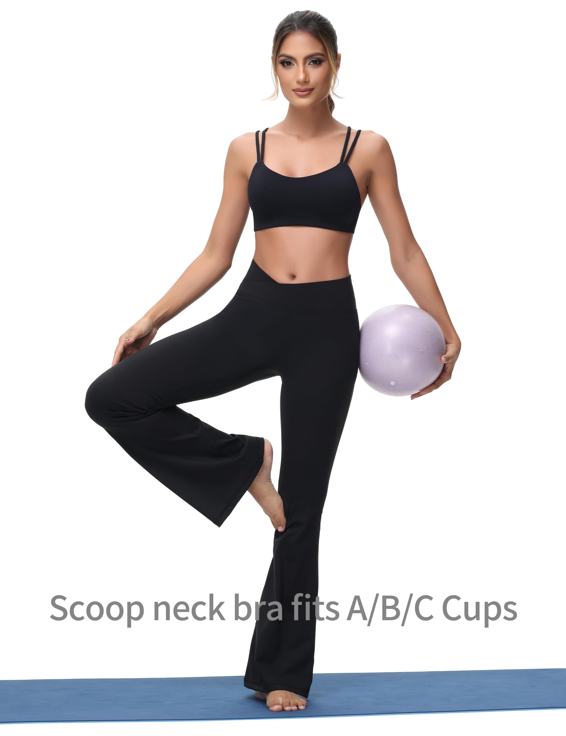 Sujetadores deportivos de yoga para mujer, sin costuras, copa moldeada, espagueti, doble tirante, sin varillas, cuello redondo, brasier sin mangas