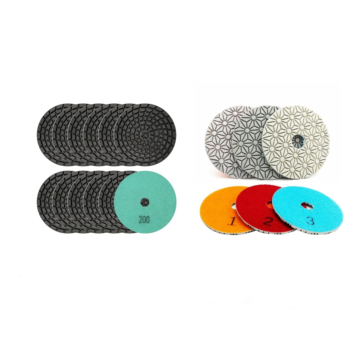 SHDIATOOL 4 -inch Diamond Polishing Pads for Concrete Wet Polish Grit 200