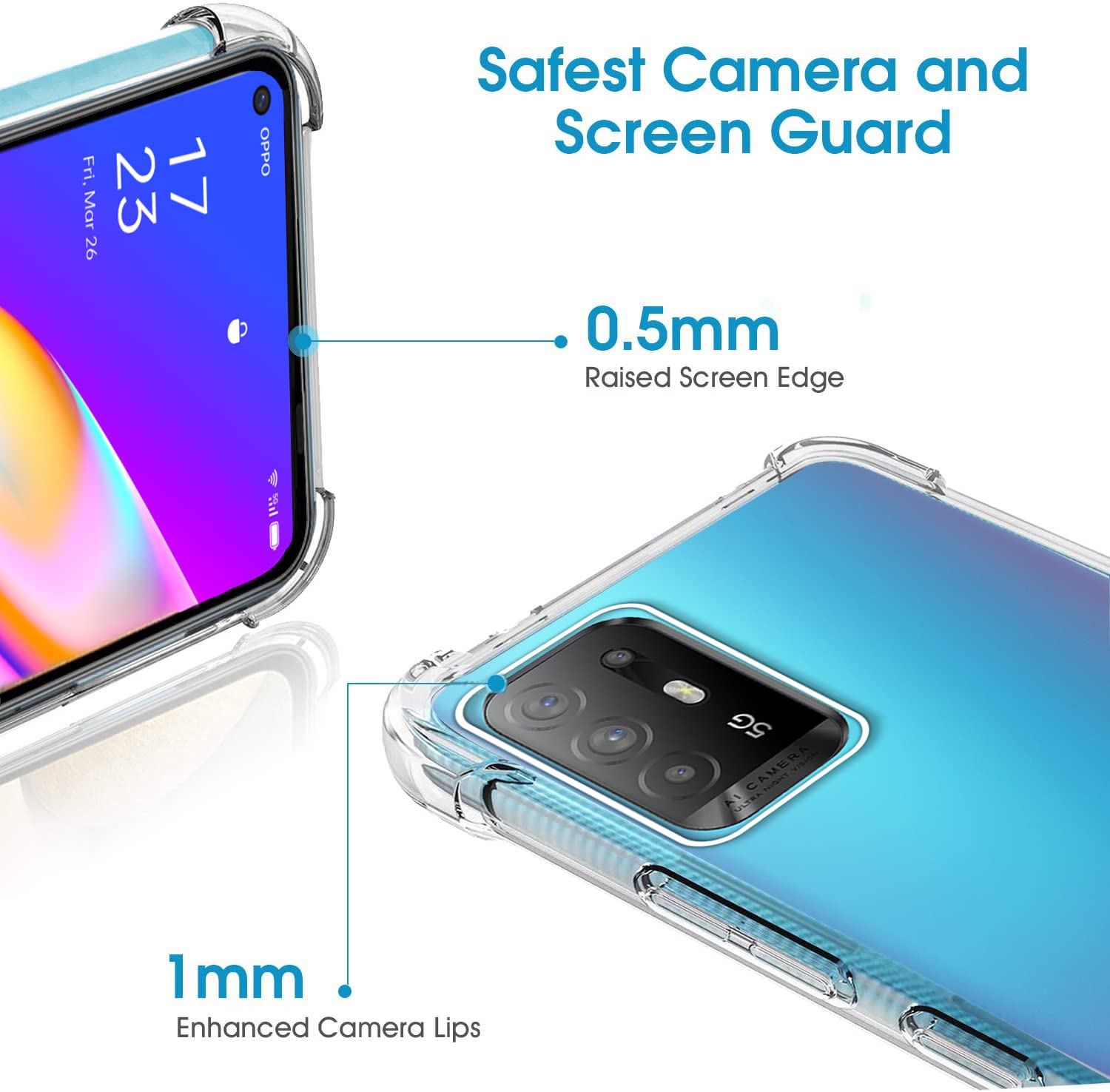 Pack Protection Oppo A94 5G - Coque Avec Béquille + 2 Protections écran Verre Trempé, Neuf