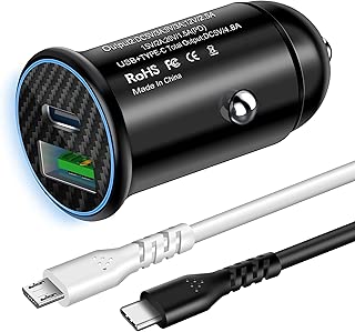 Fasgear 30W USB-C Car Charger, Power Delivery 3.0 & Quick Charge 3.0 Car Adapter with 2 Pack 3ft Cables for iPhone X/XS/XR/XS Max, iPad Pro 2018, Galaxy S9/S10, Pixel 2 XL, Mate 10 and etc