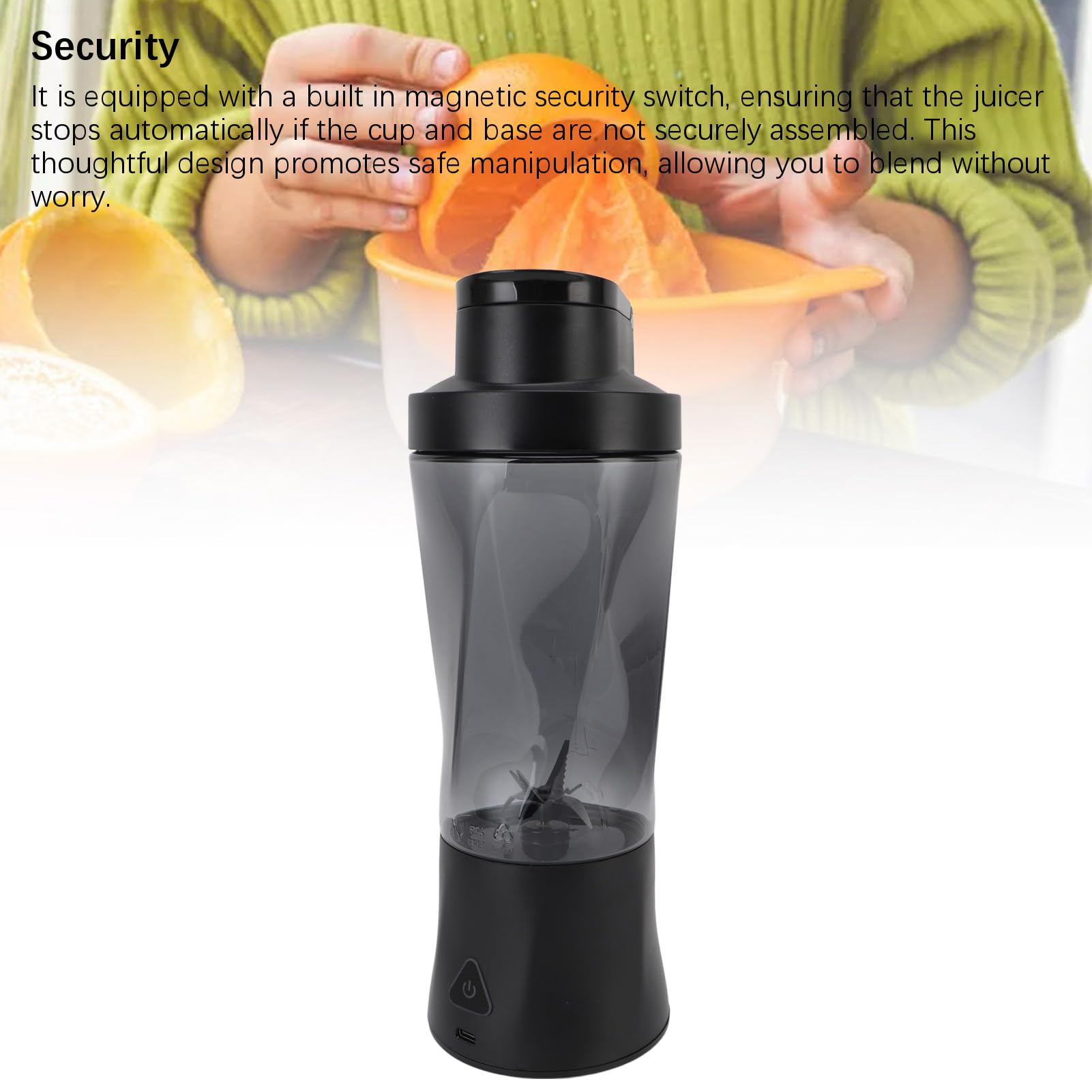 Pissente Frullatore Personale USB Ricaricabile Spremiagrumi Portatile, PC ABS Tazza da 700 Ml con Batteria da 6000 MAh, 350 W 20000 Giri/min 6 Lame Autopulente per Viaggi Ufficio Palestra Frullati