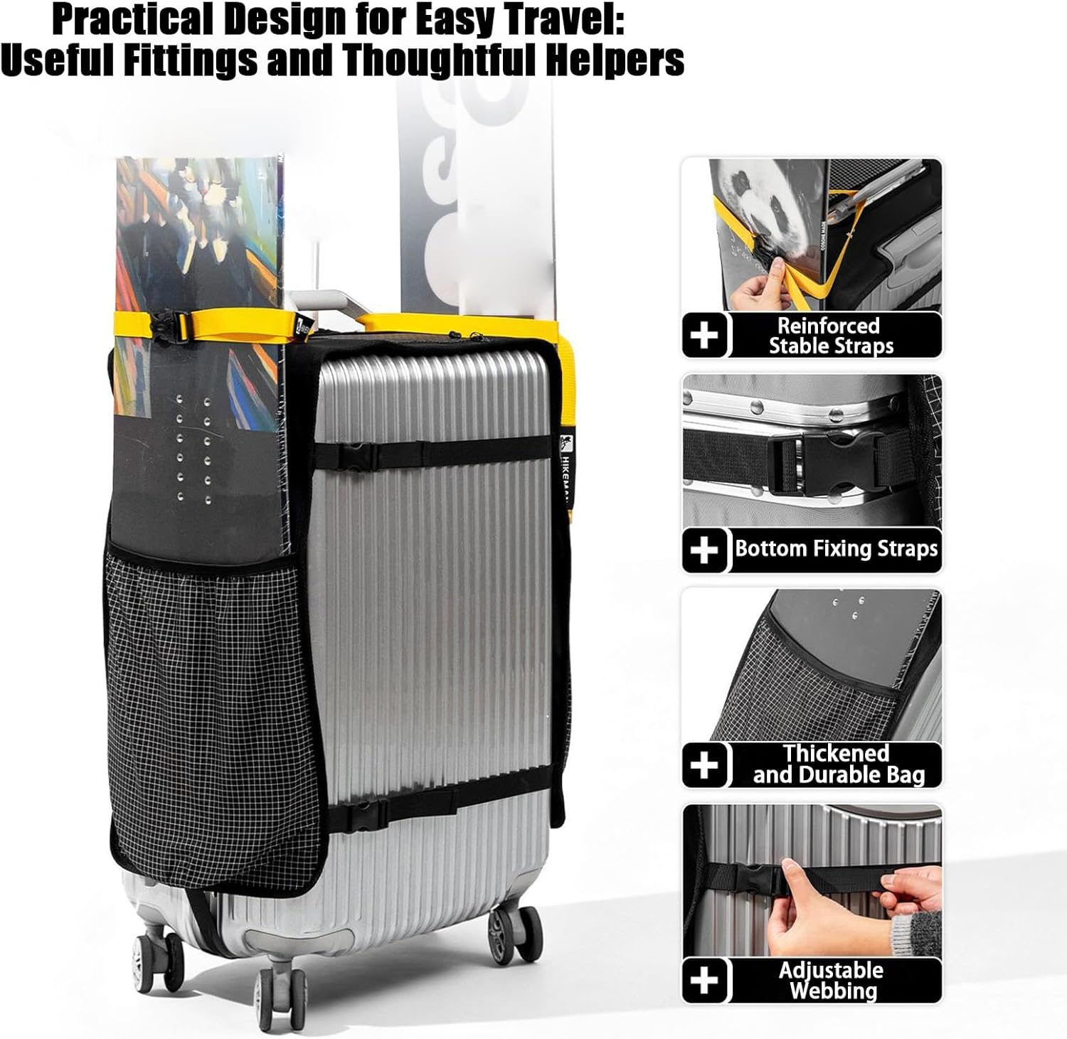 Snowboard Travel Bag, Waterproof Cover Sleeve, Suitcase Device with Backpack Style, Gear Storage Tool with Sturdy Build, Sports Supply, Reliable Aid for Boots Helmet Jacket Keys Airplane Holiday