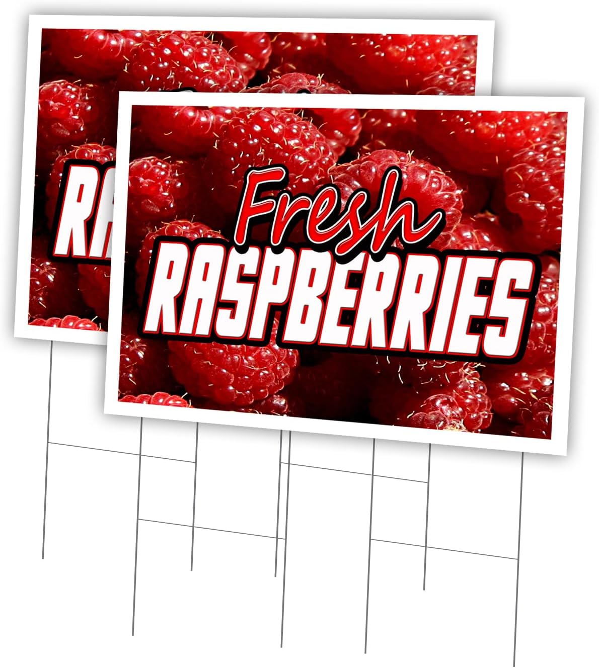 SignMission Fresh Raspberries 12"x16" Yard Sign & Stake Outdoor Plastic Window | Advertise Your Business | Stake Included Double Sided Image | Made in The USA