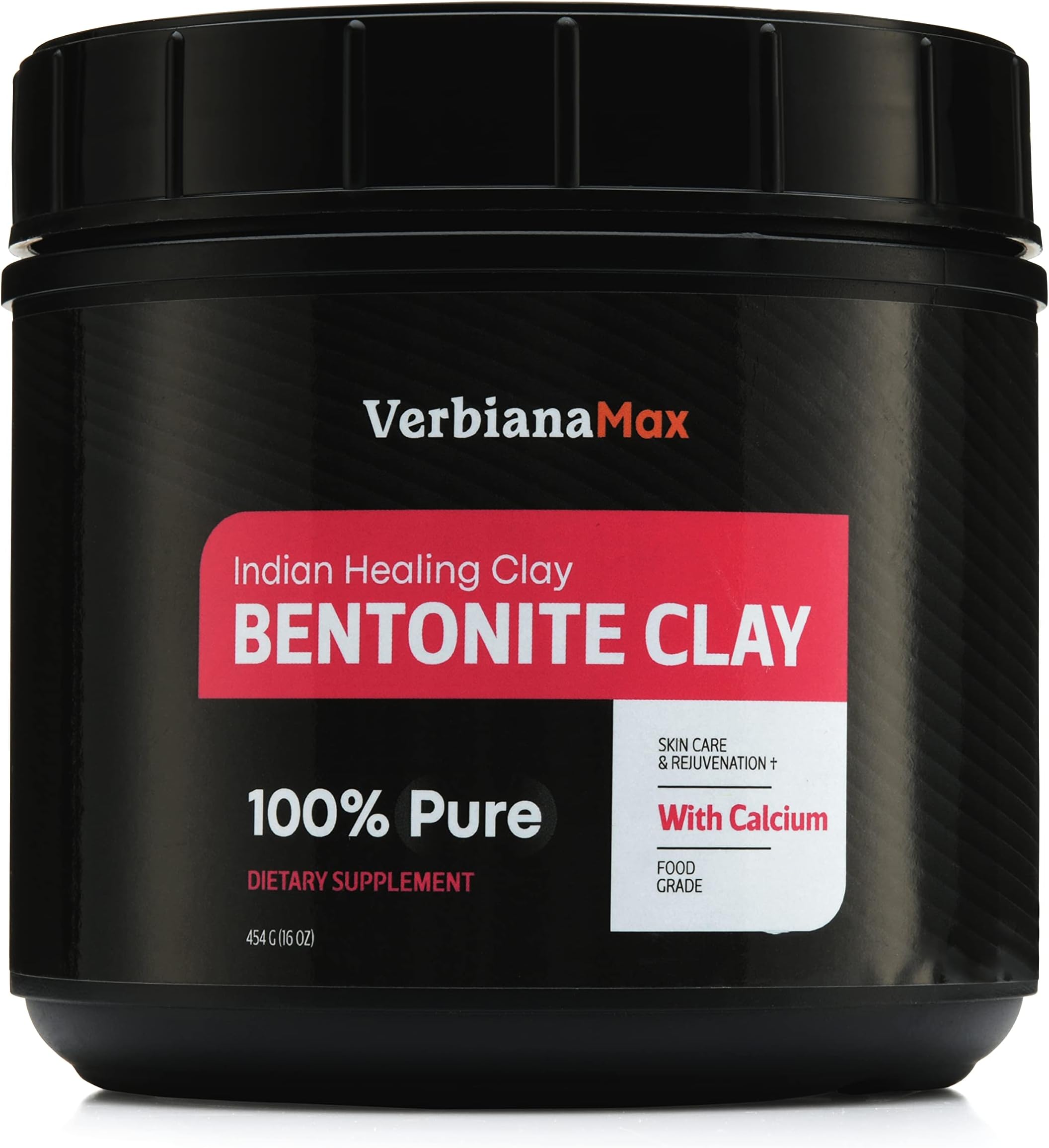 VerbianaMax Bentonite Clay Mask for Face, Body and Hair - Indian Healing Clay Mask for Blackheads and Pores - Natural Skin Care for Women and Men - Vegan and Gluten-Free - 1 Pound
