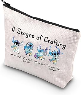 BDPWSS Ohana Makeup Bag Ohana Lover Gift Ohana Inspired Gift Cartoon Character Ohana Fans Gift Crafting Lover Cosmetic Bag (Stages of Crafting CA)