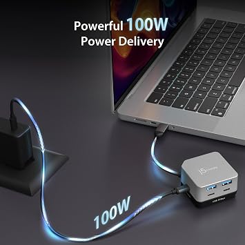 j5create USB-C Hub 4K@144Hz HDMI with 100W Fast Charge and Flexible Ports