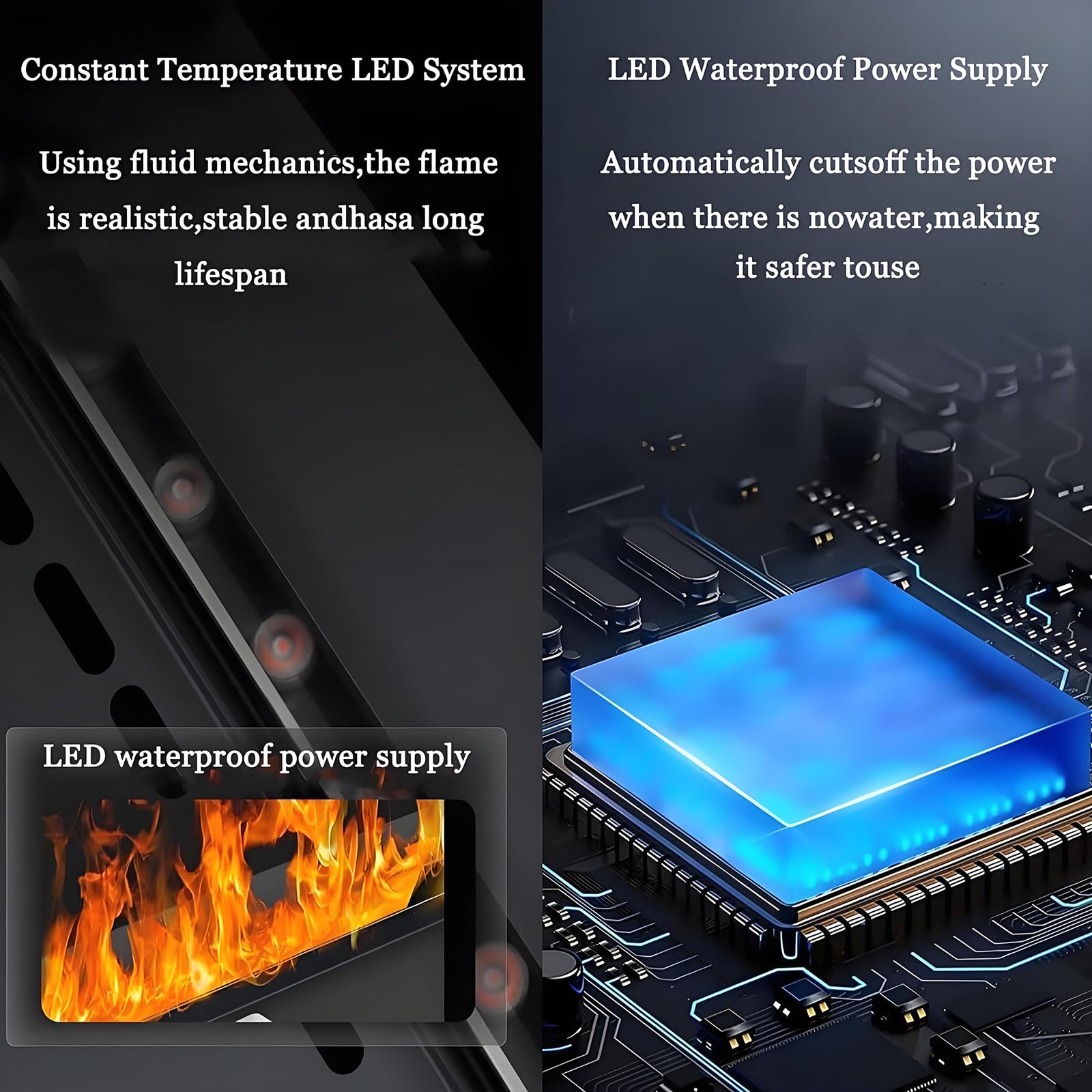 Cheminée électrique 3D à Vapeur D'eau, Humidificateur Encastré Avec Application, Télécommande, Commande Tactile, Couleurs Et Vitesse De Flamme Réglables, Humidificateur à Remplissage Automatique,80cm