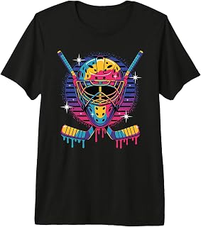 Hockey Goalie Mask Dripping Paint Vaporwave Drip Hockey Premium Tri-blend T-Shirt