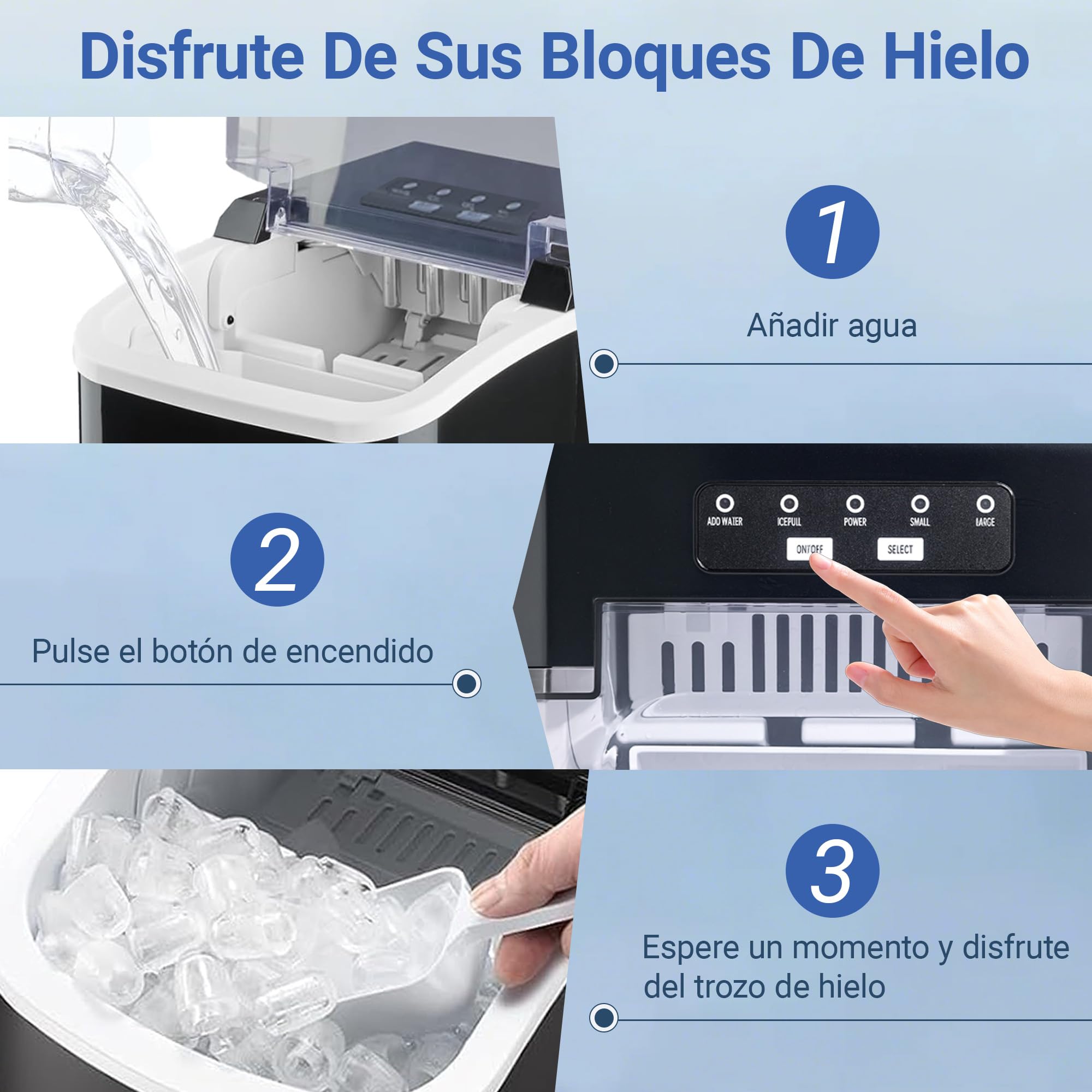 CITYBEE Maquina de Hielo 12kg/24h, Maquina de Hielo para Casa 9 Cubitos en 6 Minutos, Maquina de Hacer Hielo Silencioso con Asa 2 Tamaños de Cubitos para Casa, Oficina, Camping