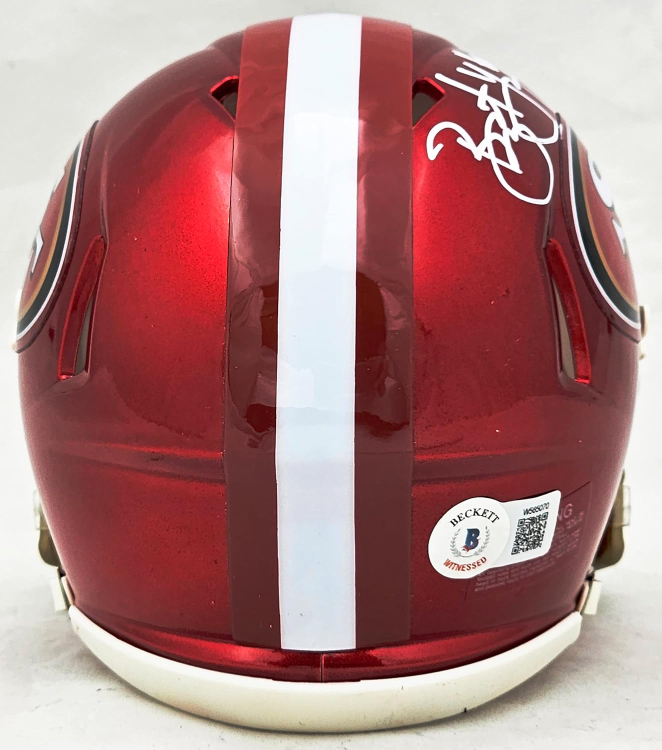Bryant Young Autographed 49ers Flash Red Speed Mini Helmet "HOF 22" Beckett BAS Witness Stock #215664