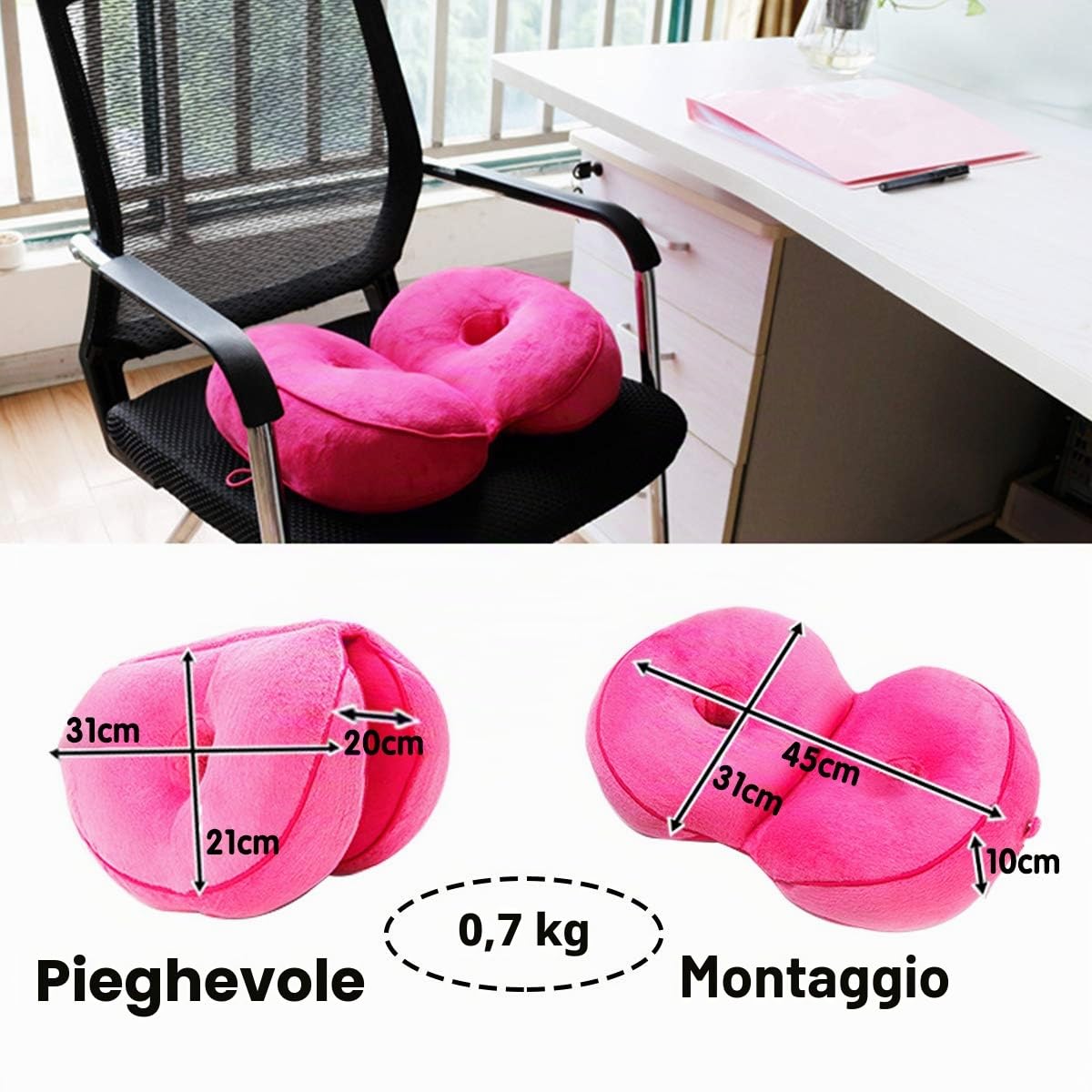 Cuscino Sedia Cuscino per Sedile Memory Foam Cuscino da Seduta Pieghevole Ergonomica Traspirante Comoda Sollevare i Fianchi Disponibile Tutte Le Stagioni per Casa Ufficio Auto Nero