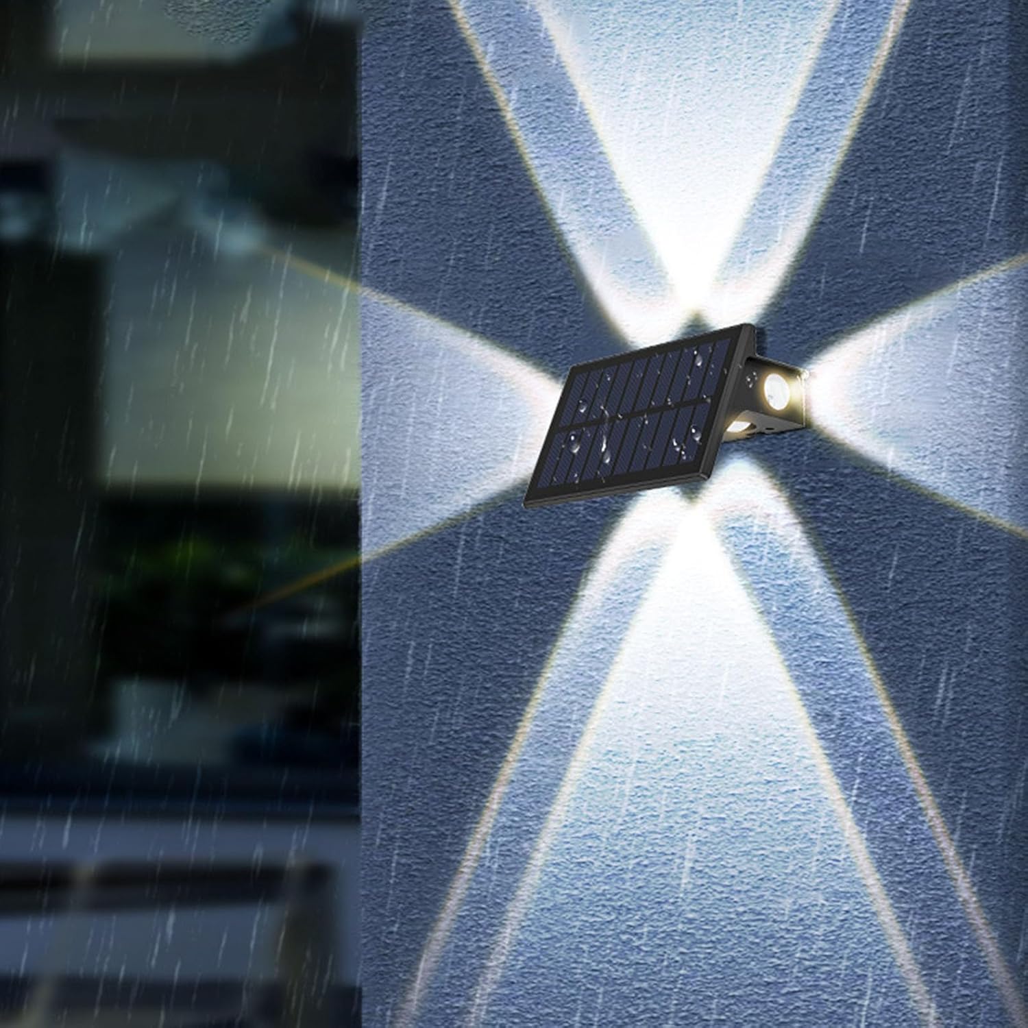 2/4pcsガーデンフェンスライト装飾バルコニー階段光ソーラーウォールランプ4つの側面スポットライト使いやすい太陽フェンスライト