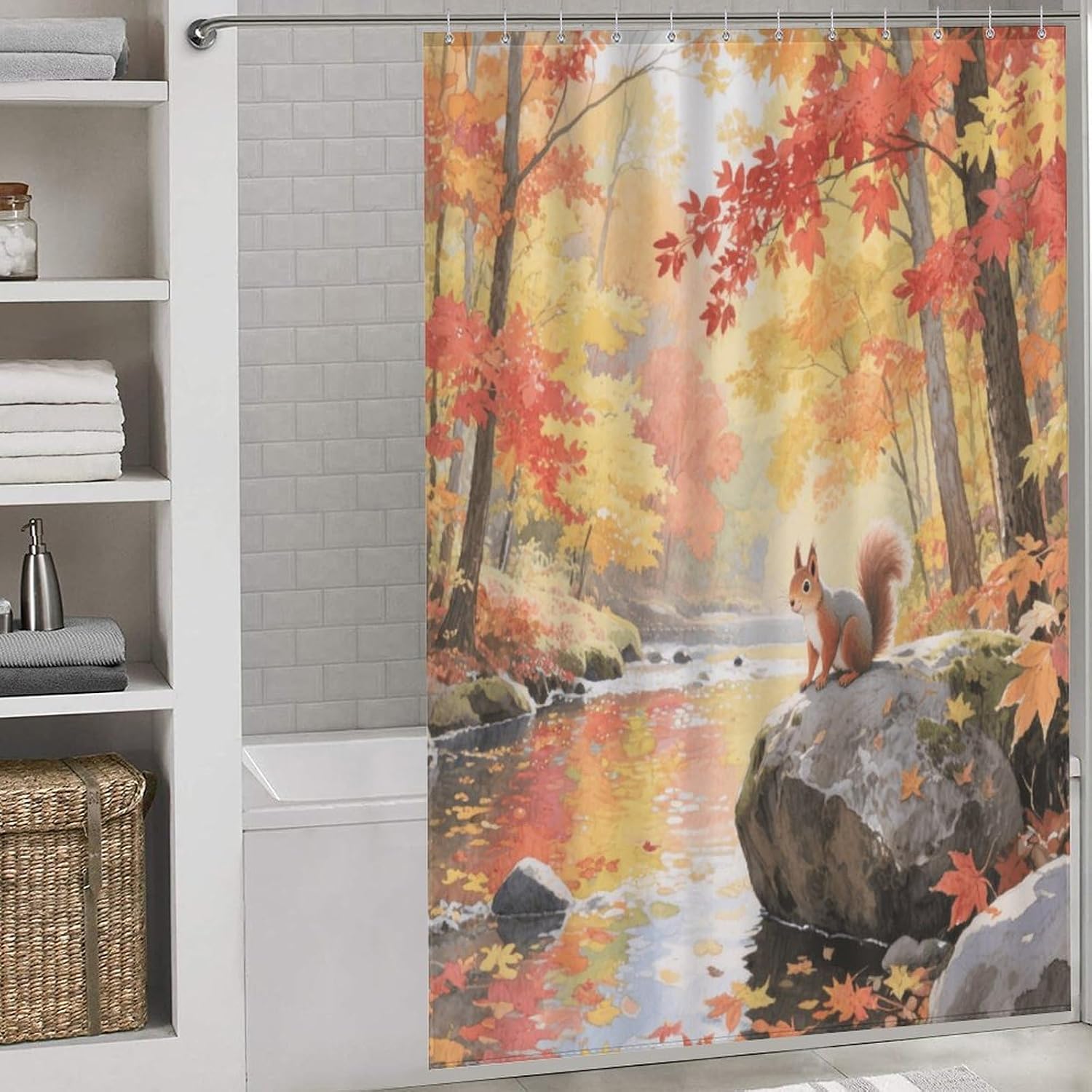 Shower Curtains Fabric Shower Curtain Liner Liner Showers Curtain A Maple Forest in Autumn Showers Curtin Opaque for Privacy Protection Water Splash Protection High Aesthetics