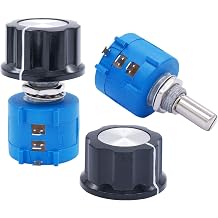 Taiss 2pcs 3590S Rotary Potentiometer 500 ohm Potentiometer 10-Turn Wire Wound Precision, Precision Multi Turn Wirewound Potentiometer+ 2pcs A03 knob 3590S-2-501L 500 ohm