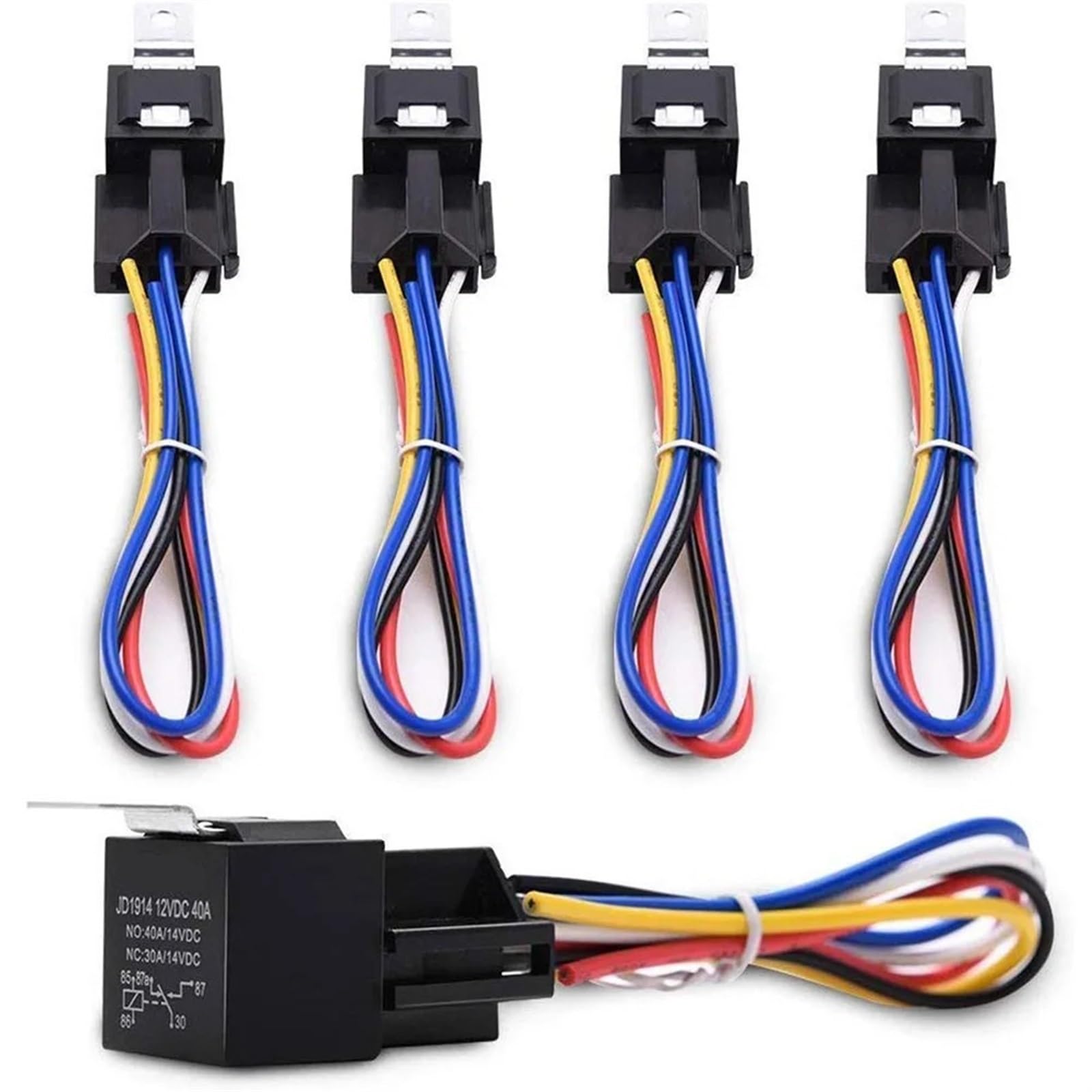 Relais de voiture JD1912 12V 4 PIN étanche 40A avec prise et câbles en cuivre