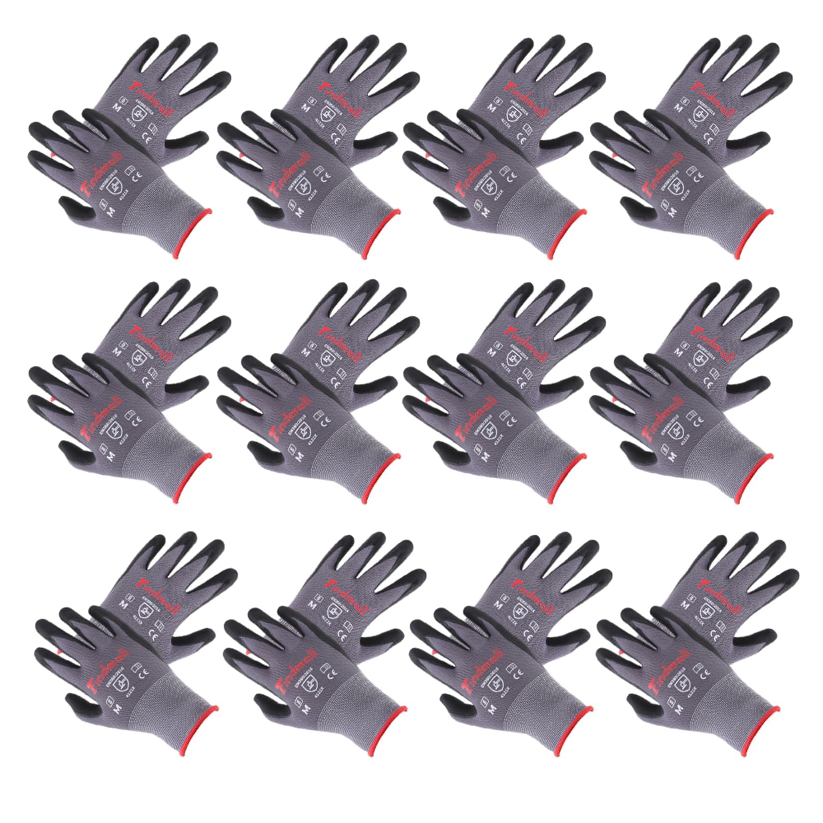 SOHNVWTGD Medium 12 Pairs Work Gloves Seamless Knit Glove Gardening Gloves Women Men Fit for Warehousing and Logistics, Construction Sites, Horticultural Planting