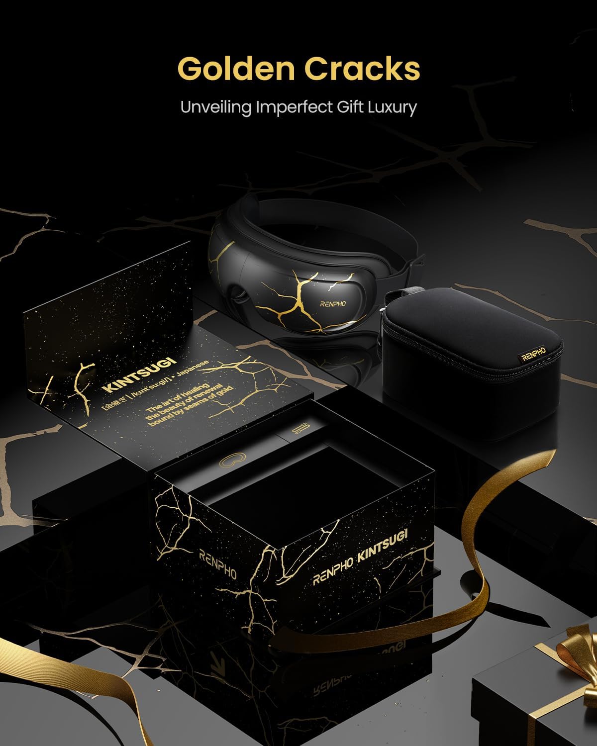 RENPHO Eye Massager with Heat and Cooling, Valentines Day Gifts for Him Her Birthday Gifts for Men Dad, Voice Control Eye Mask for Migraines, Eye Care with Massage, Reduce Dry Eyes Eyeris Kintsugi - Image 8