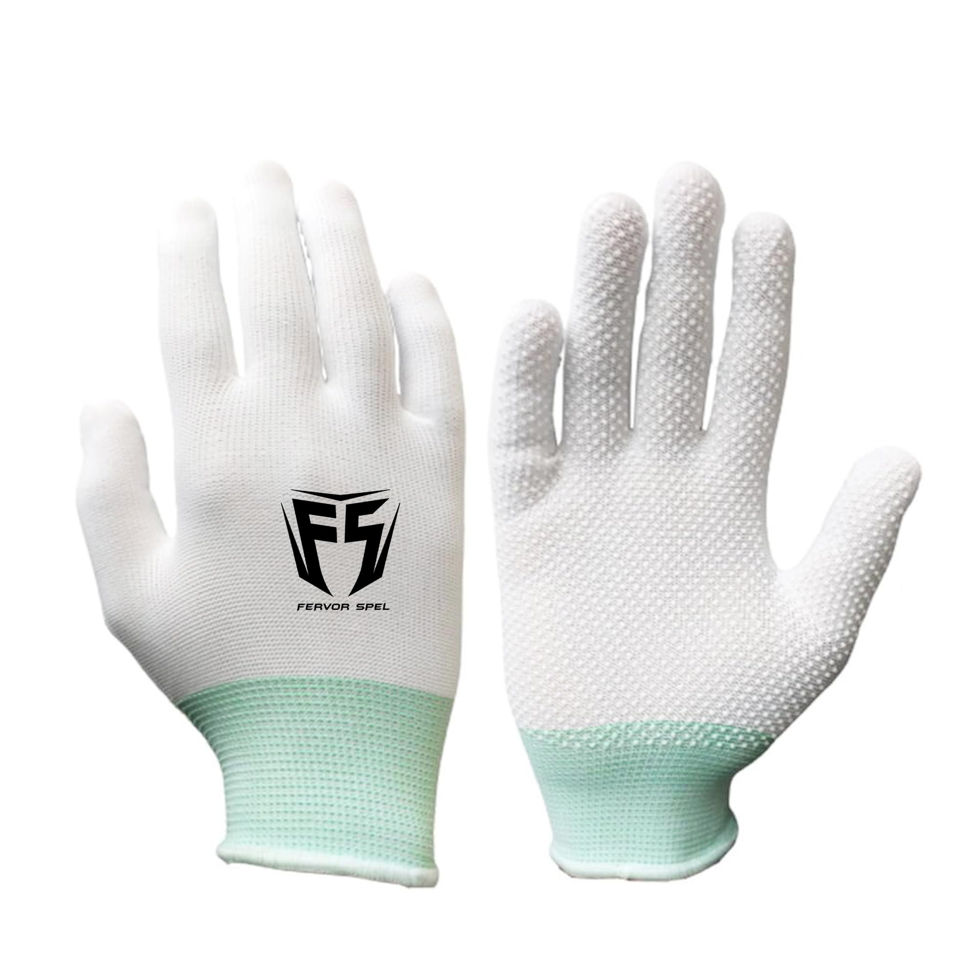 Fervor Spel Cotton Gloves (Anti Slip) with PVC Dotted for Tennis Only for Soft Ball (White)-picture-24