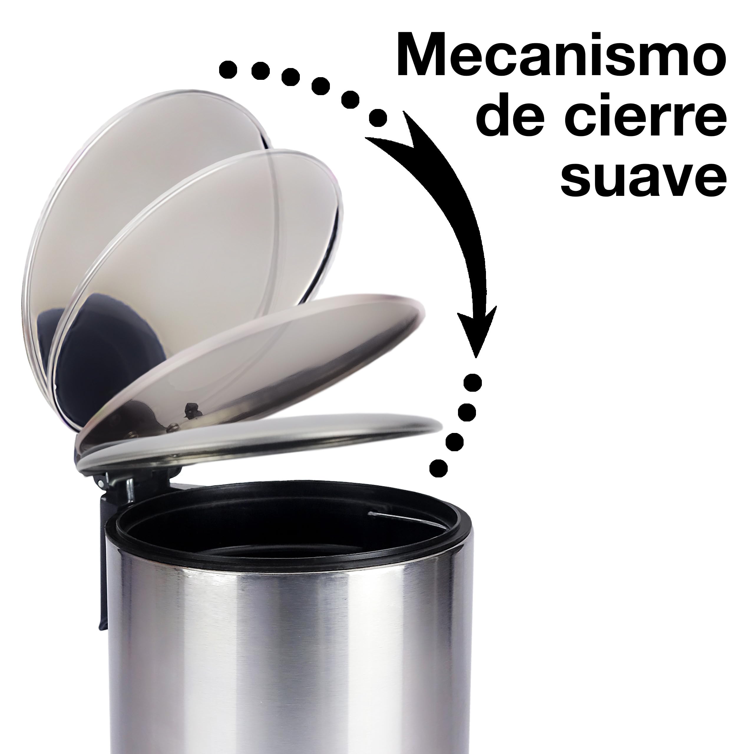 Papelera baño 5l - Acero inoxidable cubo basura baño & cierre suave I Cubo de basura baño balde lixo wc papelera con tapa I Papelera de baño basurero basuras para papeleras caixote lixo wc