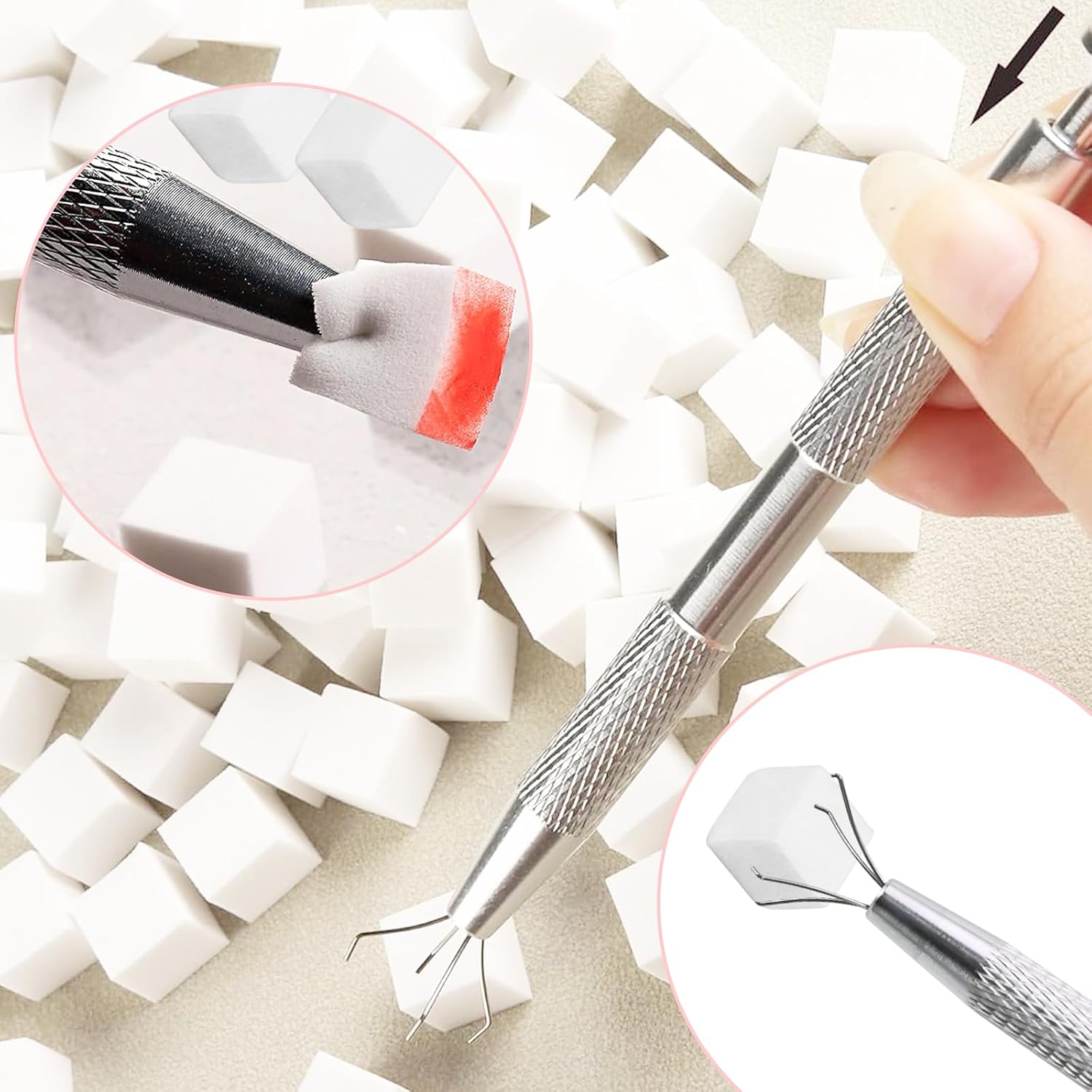 300Pcs Soft Nail Sponges for Ombre,White Nail Art Sponges With Grabbing Pen,Acrylic Palette for Gradient Arc Brush Accessories Supplies for Salon and Home