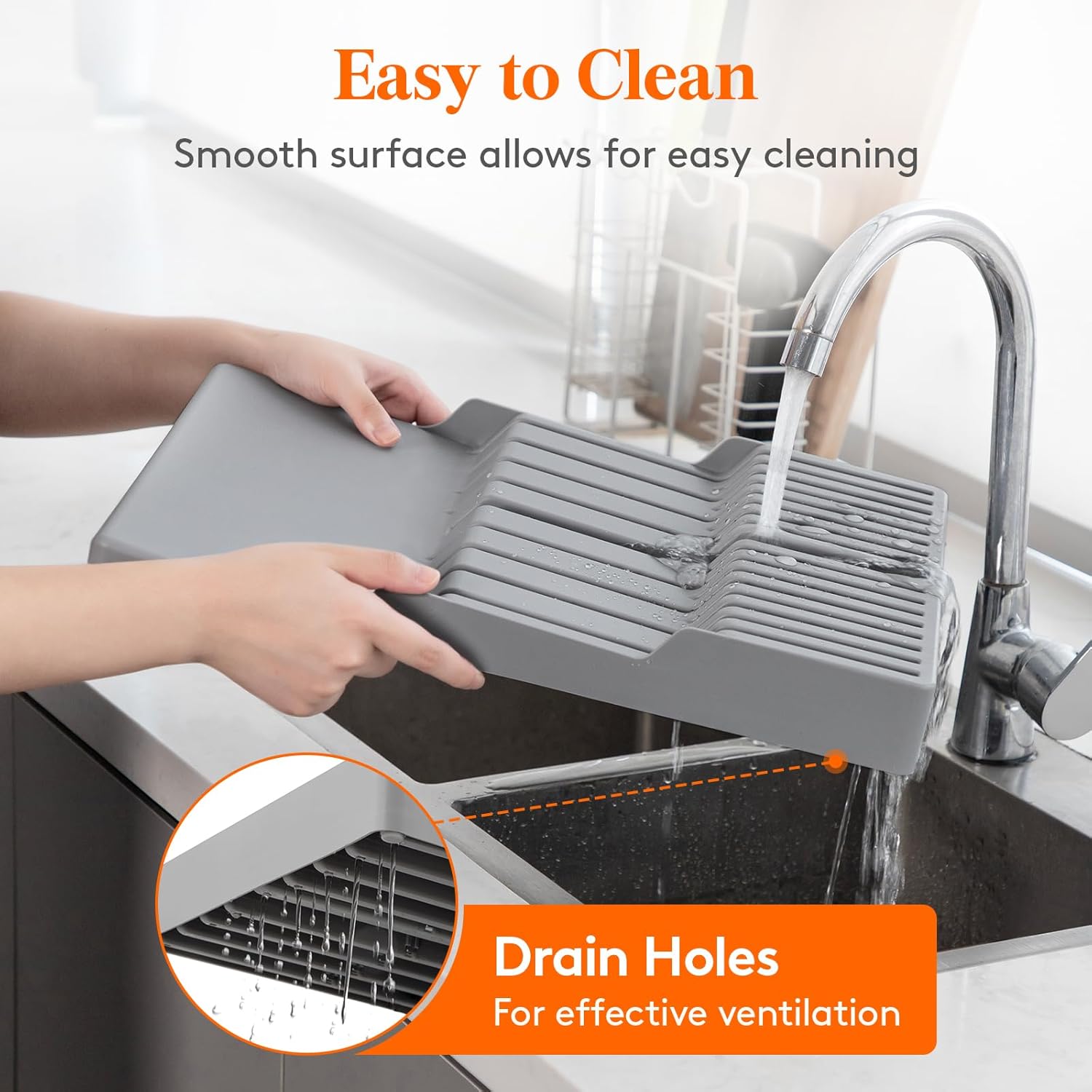 Lifewit Magnetic Drawer Knife Organizers Insert, Kitchen Plastic In Drawer Knife Block Slots, Steak Chefs Knives Holder Storage Sets for 16 Knives and 1 Sharpening Steel, Extra Large, Gray - Image 8