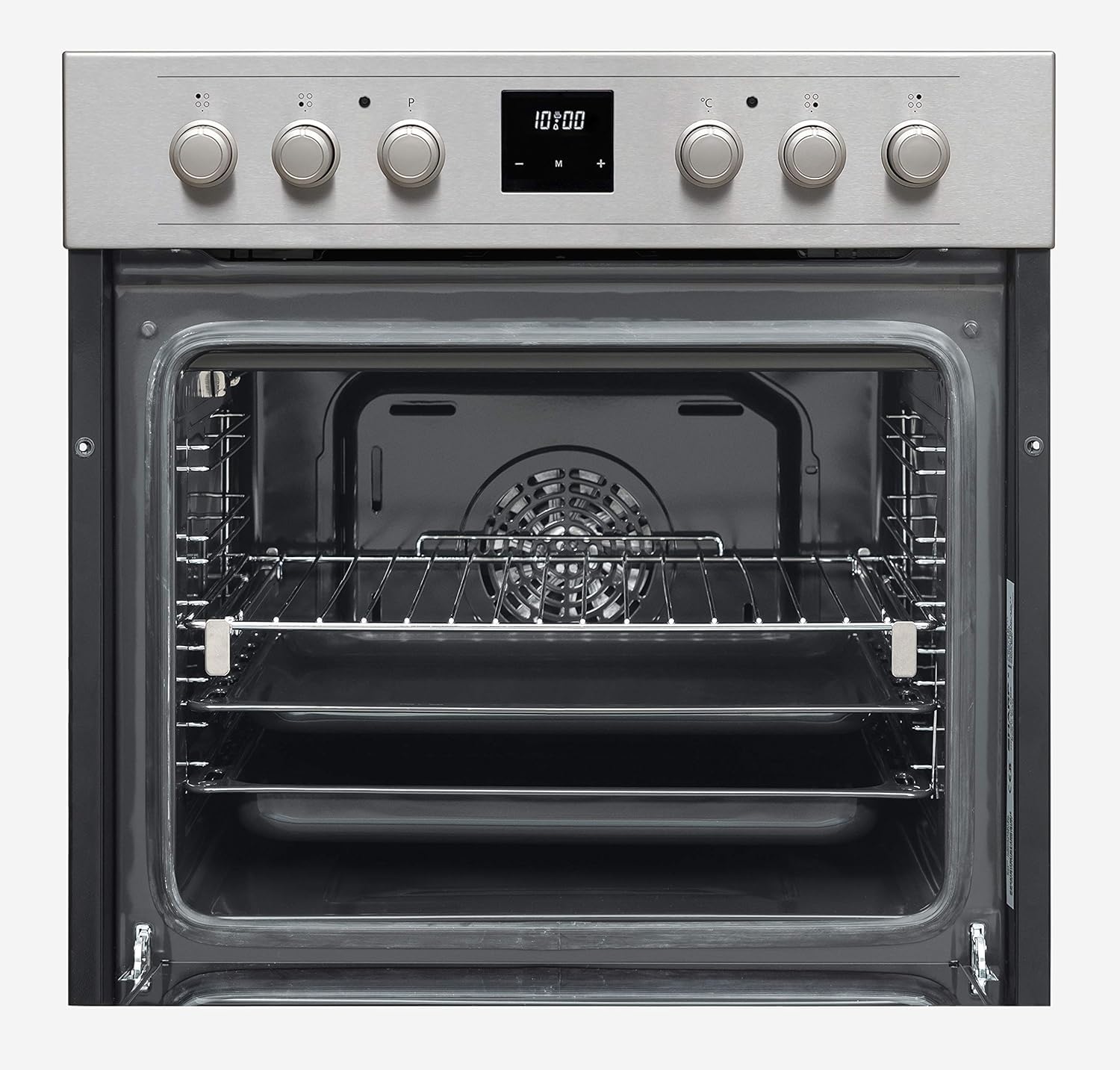Sharp Einbauherd Set Backofen Heißluft Umluft Pizzastufe Grill Teleskopauszug versenkbare Knebel mit SCHOTT CERAN® Glaskeramik Kochfeld autark