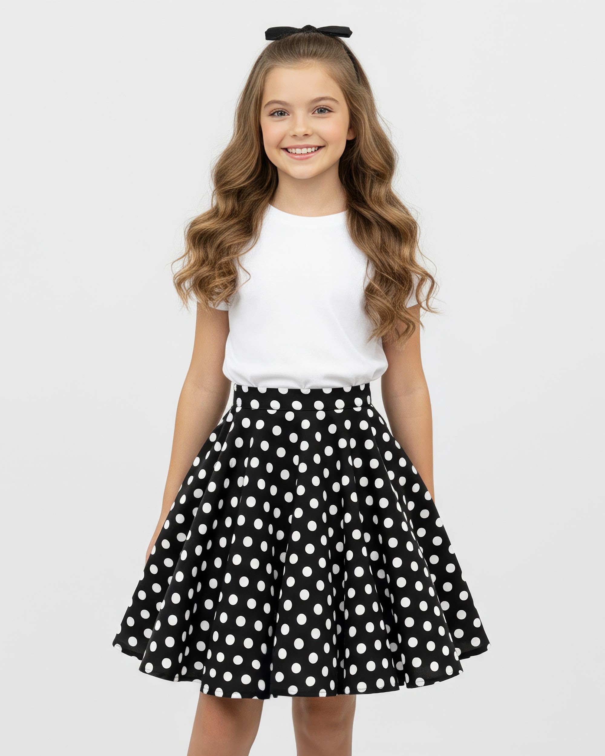 Niñas Vintage Rockabilly Falda Acampanada Estilo De Los 50