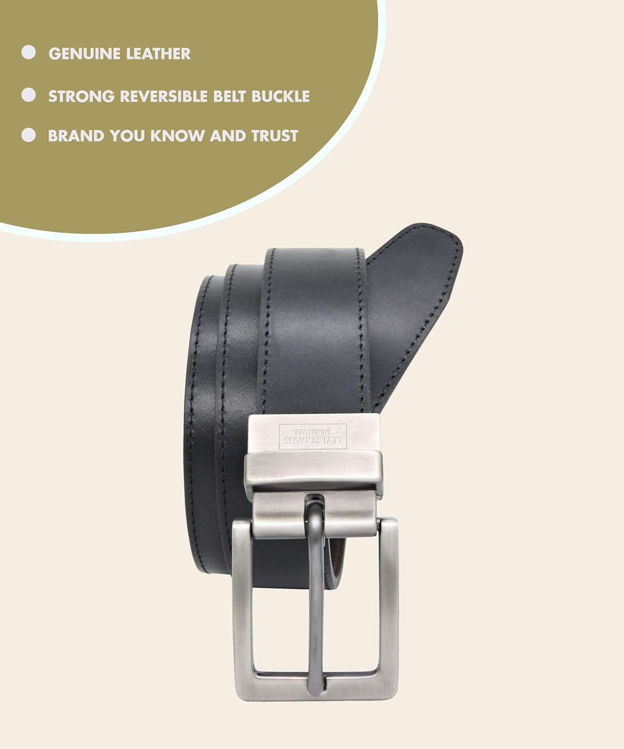 Levi Strauss Signature - Premium Leather Reversible Belt for Men for Jeans, Work, Dress & Casual pants | Cinturon Para Hombre - Image 7