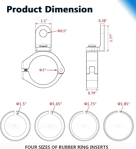 Miniatura 8 de UTV Whip Light Mount, Sturdy Aluminium Alloy UTV Whip Flag Mount, 360° Rotating Adjustable Off-road Light Bar Mounting Bracket for 1.5" / 1.65" /