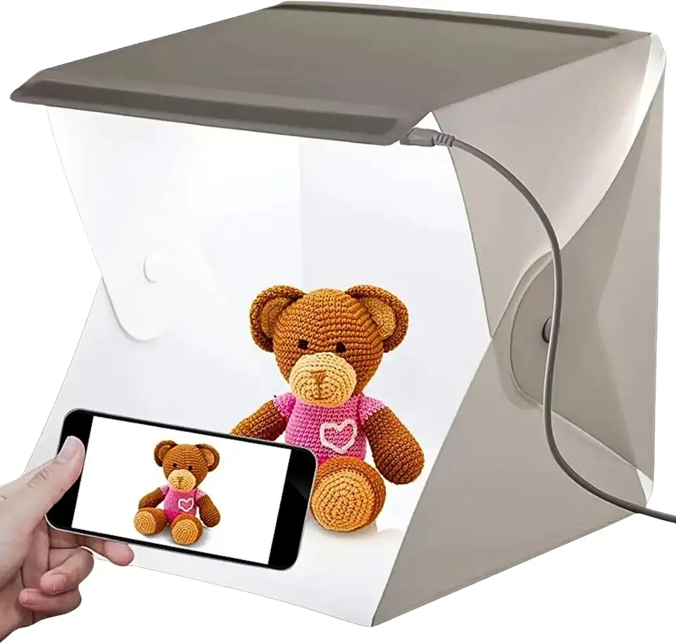 Mini Estúdio Fotográfico Portátil com Iluminação LED, Caixa de Luz para Fotografia de Produtos