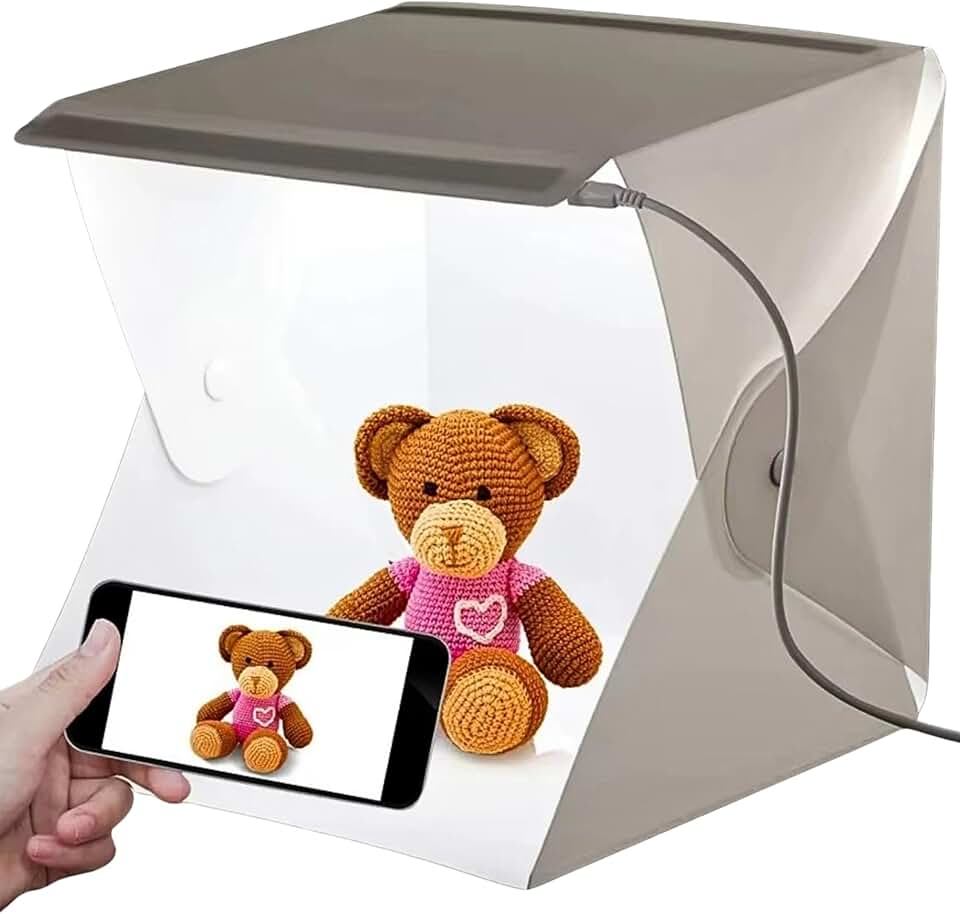 Mini Estúdio Fotográfico Portátil com Iluminação LED, Caixa de Luz para Fotografia de Produtos
