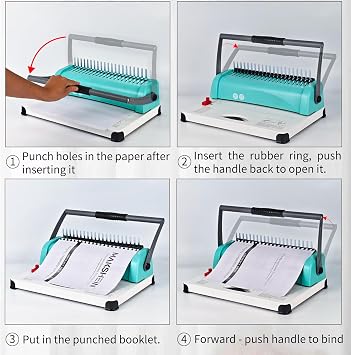 Heavy Duty Comb Binding Machine, 21-Hole, 15 Sheet Punch & 450 Sheet Binder, Letter/A4/A5 Compatible, Double Handles, 100pcs 1/4 Binding Combs for Home Office