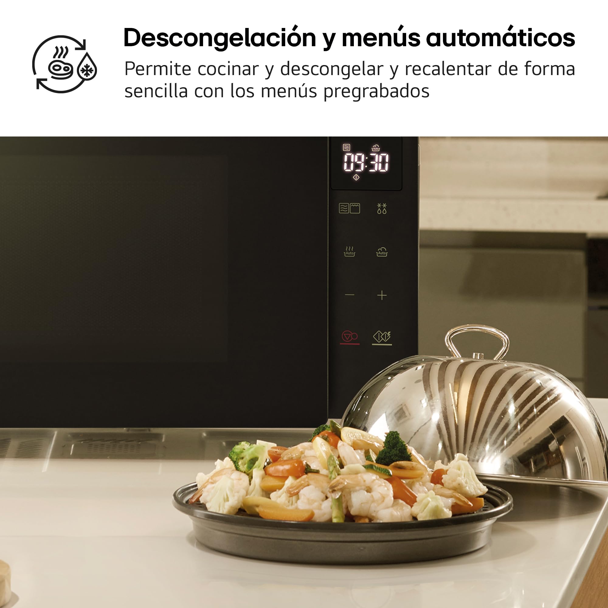 LG MH6032GAS - Microondas con Grill, 2 en 1, Capacidad de 20L y 700W, Pantalla Táctil,Tecnología EasyClean de facil limpieza, Cocina Más Rápido, Mantiene Sabor y Nutrientes, Color Negro