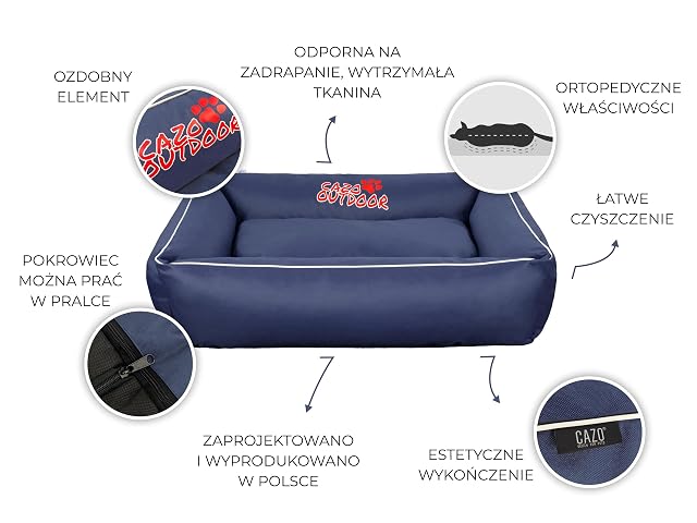 Foto 3 de 8 de Cama impermeable CAZO para exteriores para perros o gatos, 100 x 85 cm, talla L, azul marino, L1704/C