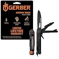 Gerber Gear Armbar Trade 8-in-1 Pocket Knife EDC Multitool with Blade, Pry Bar, and Hammer for Camping, Burnt Orange
