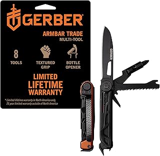 Gerber Gear Armbar Trade 8-in-1 Multi-tool - 2.5" Plain Edge Blade, Pry Bar, Hammer - EDC Gear and Equipment - Burnt Orange
