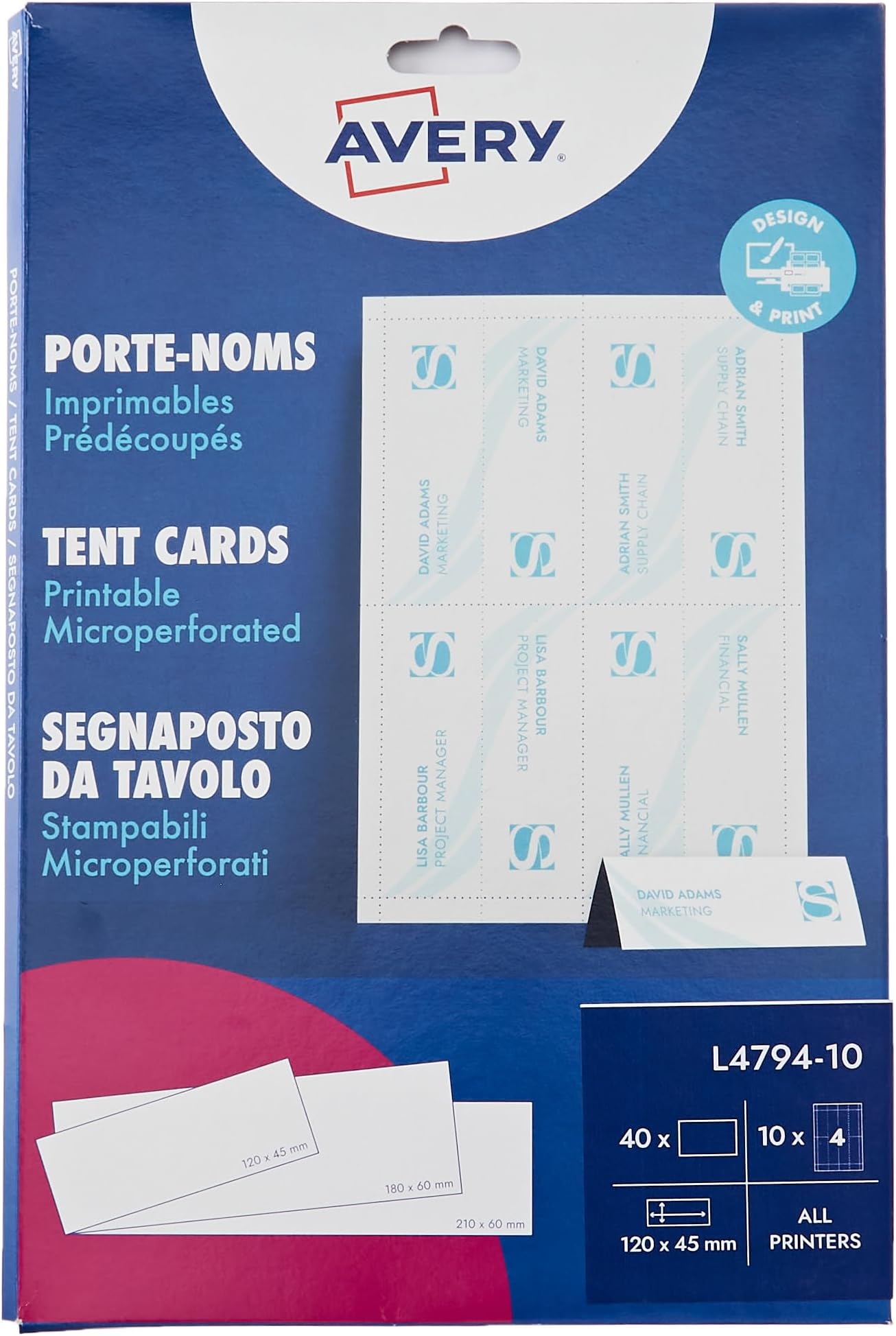 Avery Printable Large Tent Cards, Laser & Inkjet Printers, 50 Cards, 3.